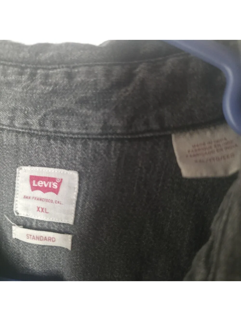 Levi's Men's XXL Black Denim Western Shirt Pearl Snap Standard Fit Red Tab